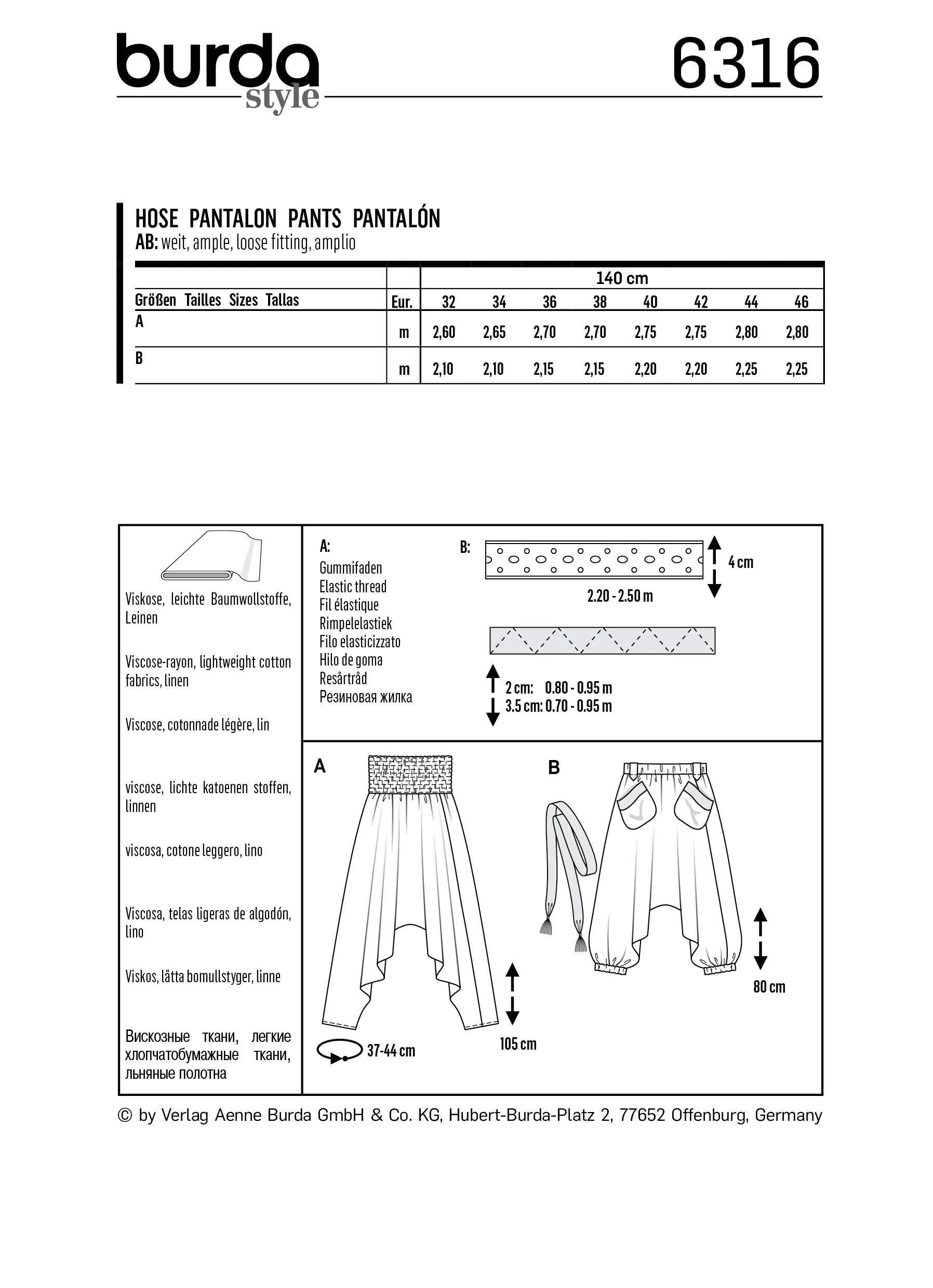 BD6316 Harem pants sewing pattern
