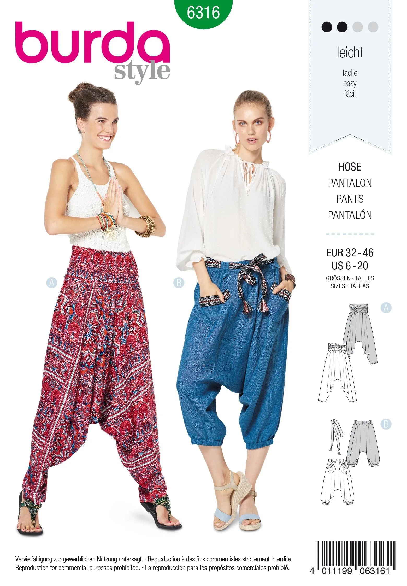 BD6316 Harem pants sewing pattern