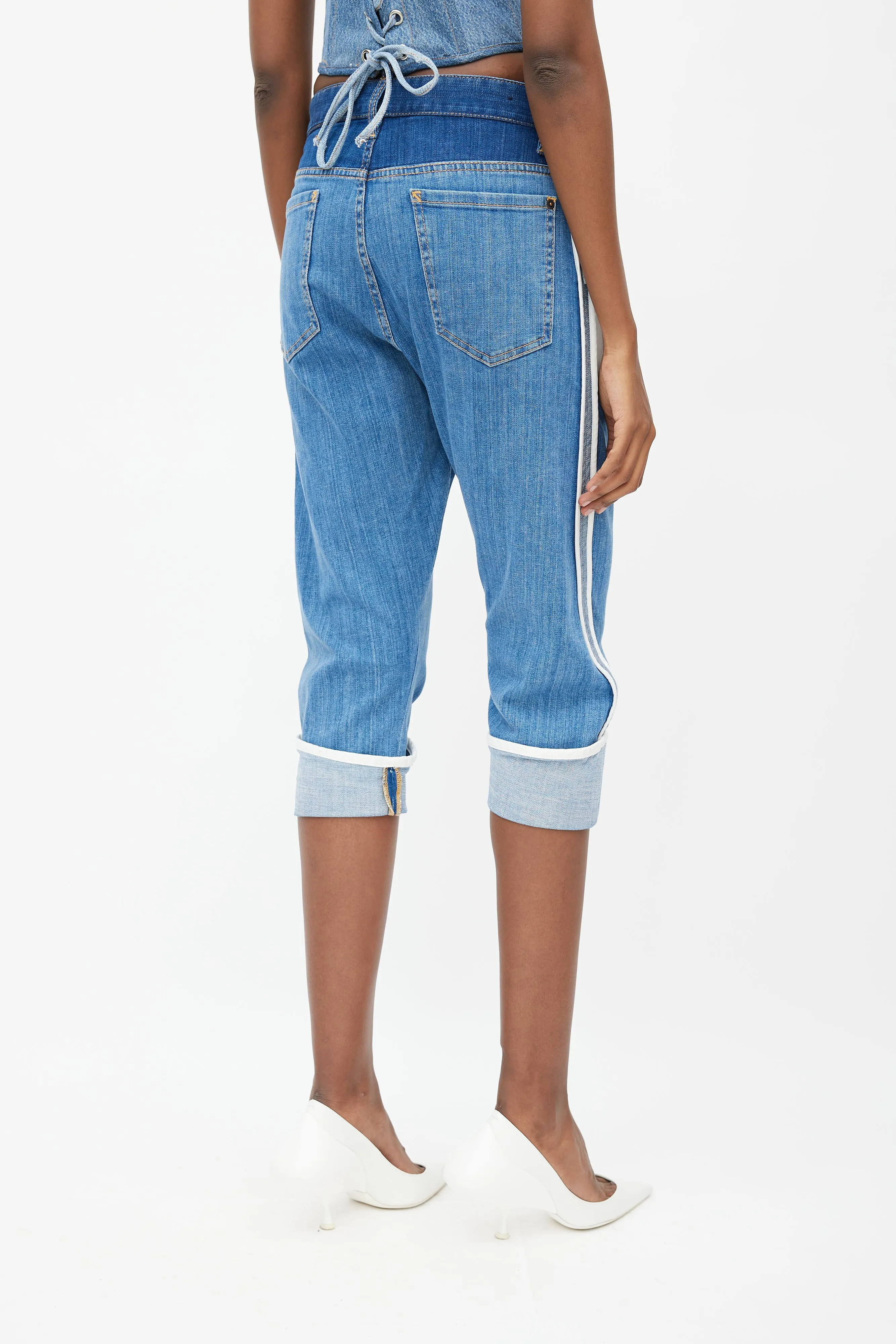 Blue Inside Out Denim Capri