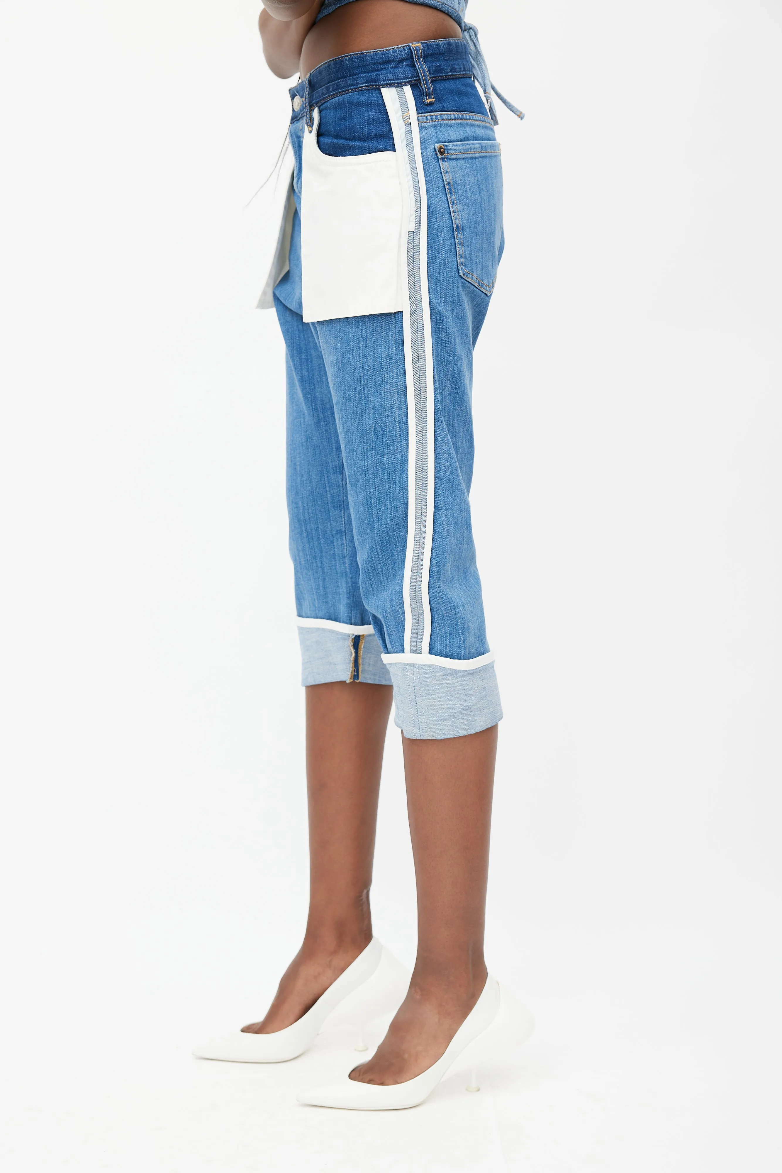 Blue Inside Out Denim Capri