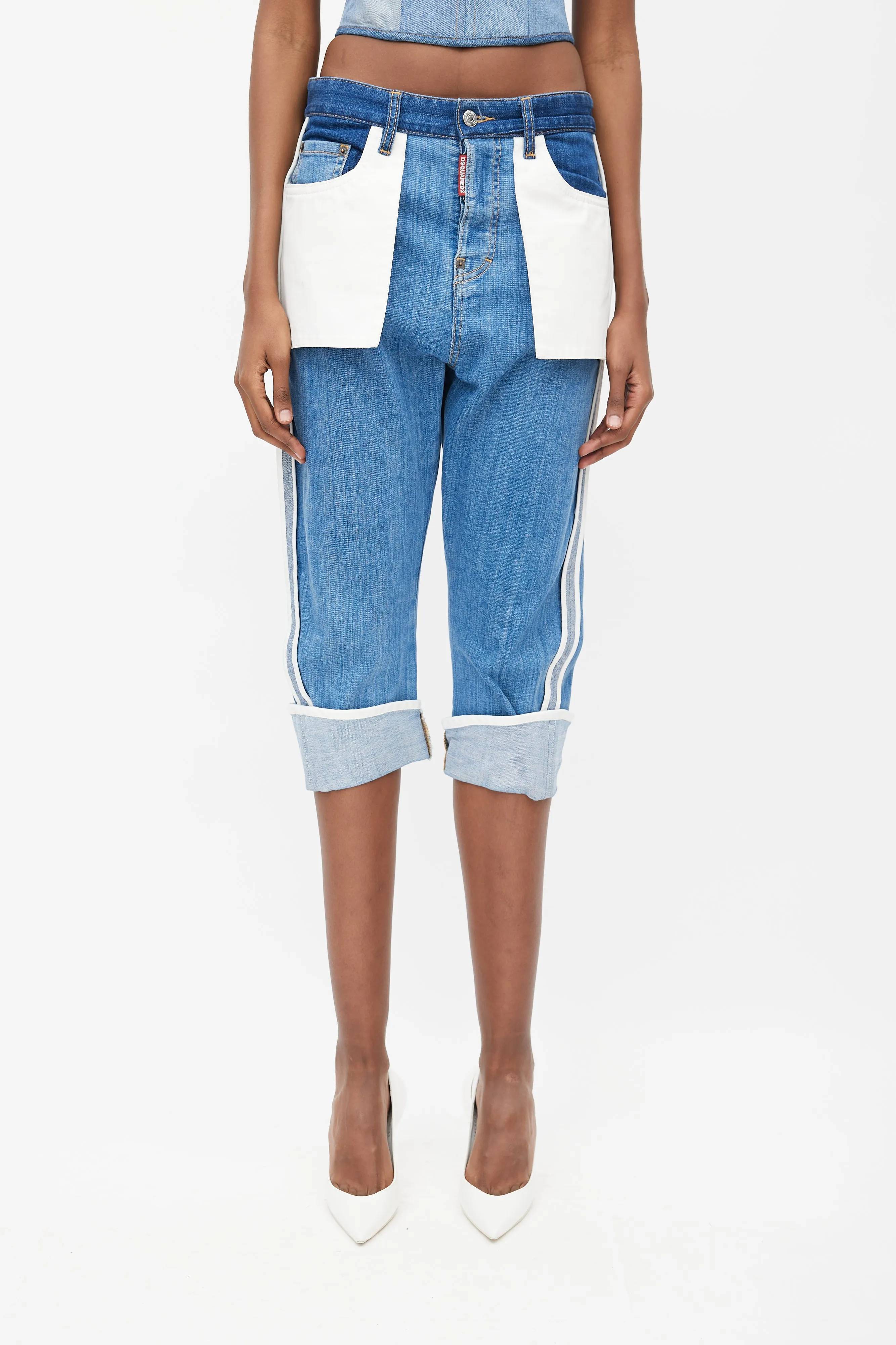 Blue Inside Out Denim Capri