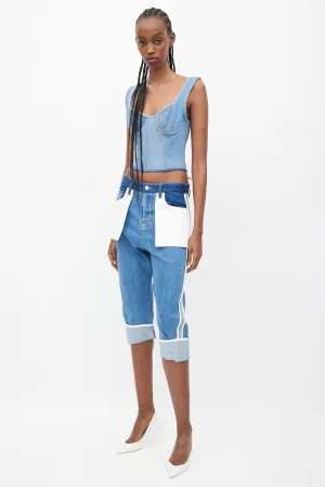 Blue Inside Out Denim Capri