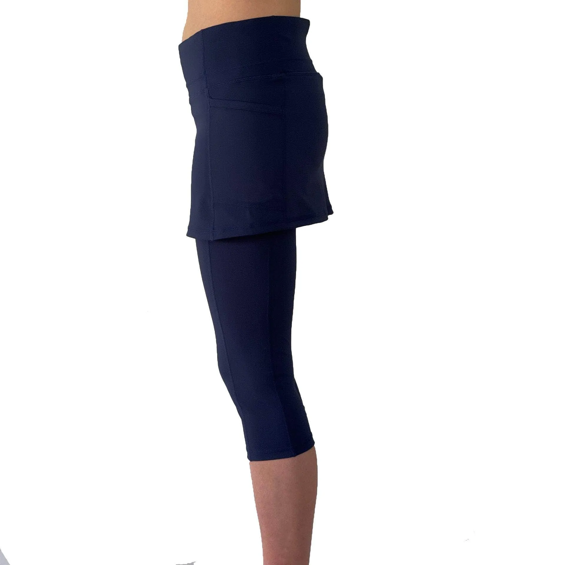 Blueberry Skirted Capris Leggings with Pockets