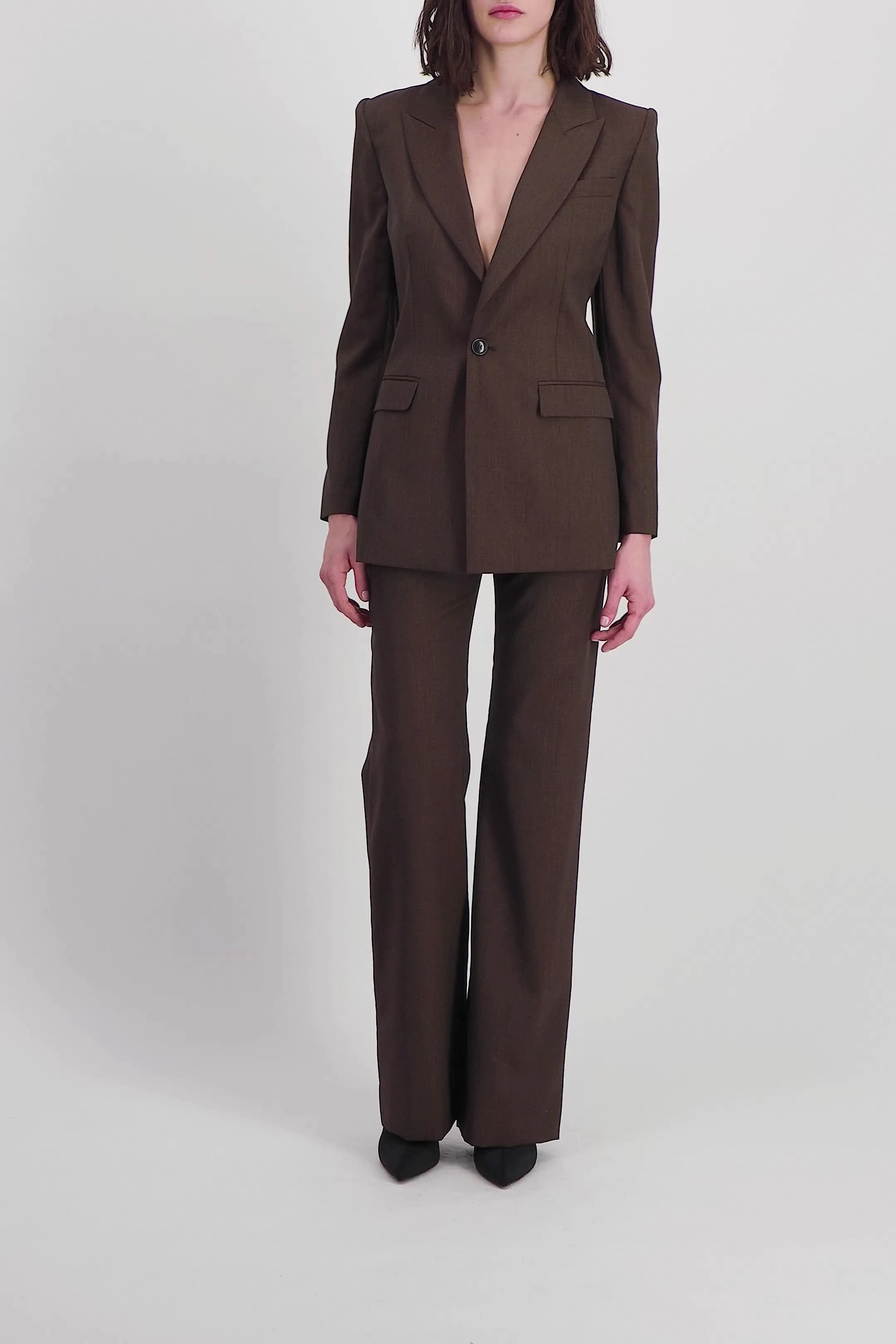 Brown wide leg tailored pants