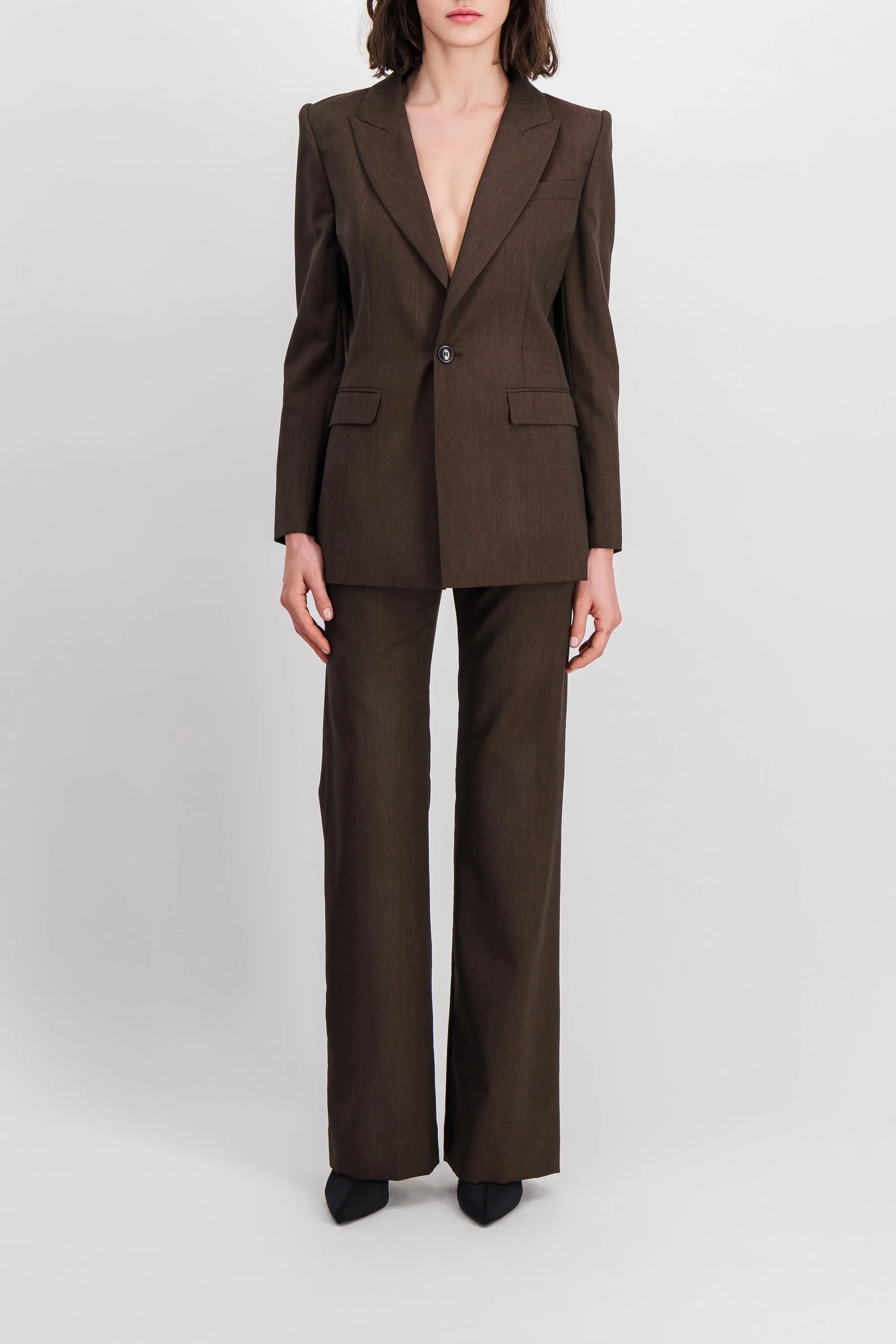 Brown wide leg tailored pants