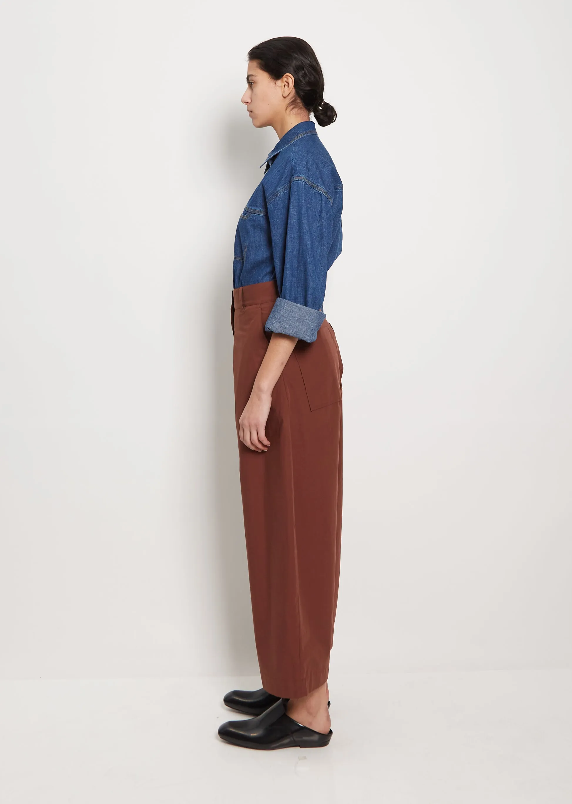 Chalco Crop Cotton Pant — Chestnut