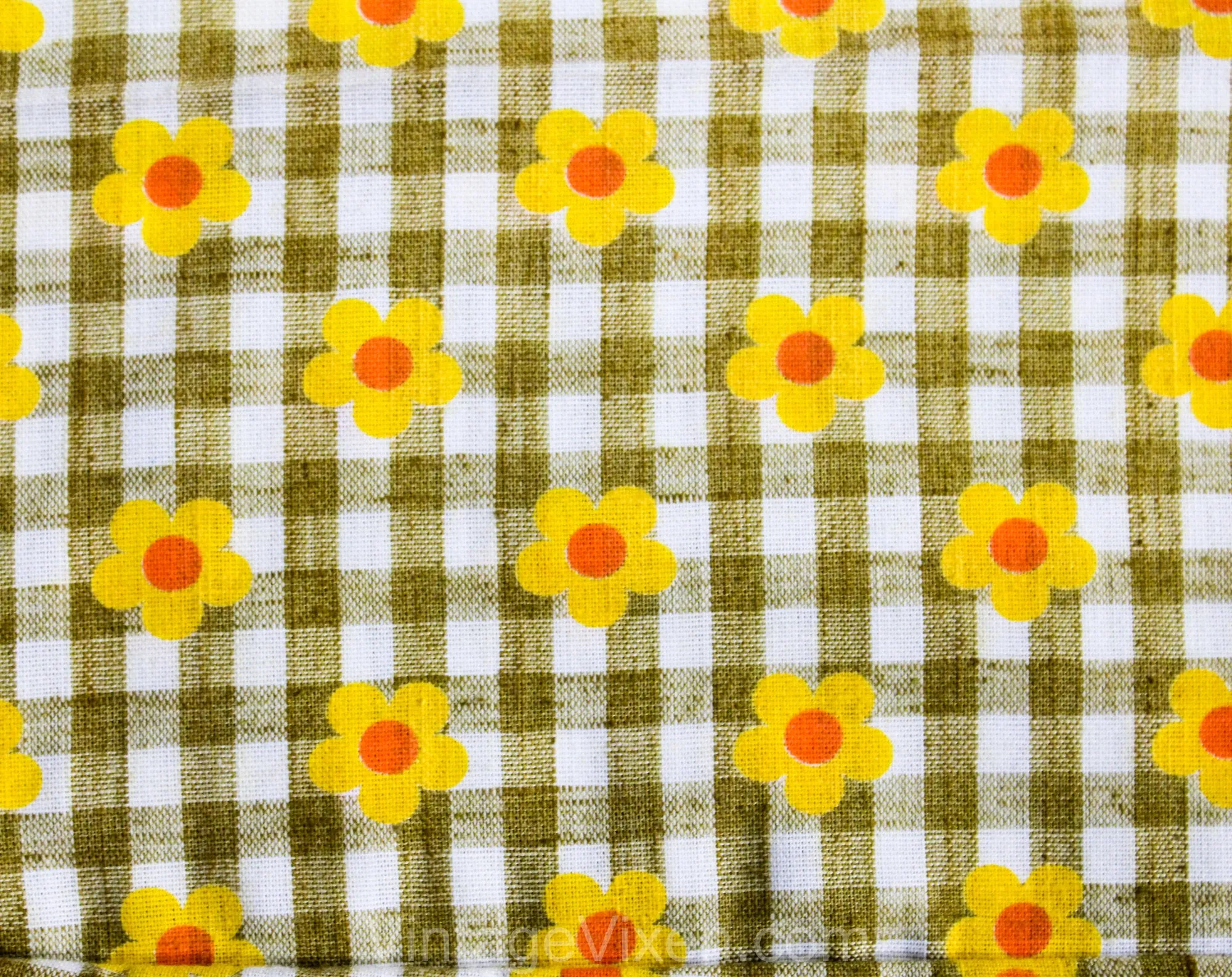 Child Size 8 to 10 Daisy Print 1960s Pant - Juniors Cotton Gingham Pedal Pusher Capris - 60s Slim Brown Checks - NWT Deadstock - Waist 22