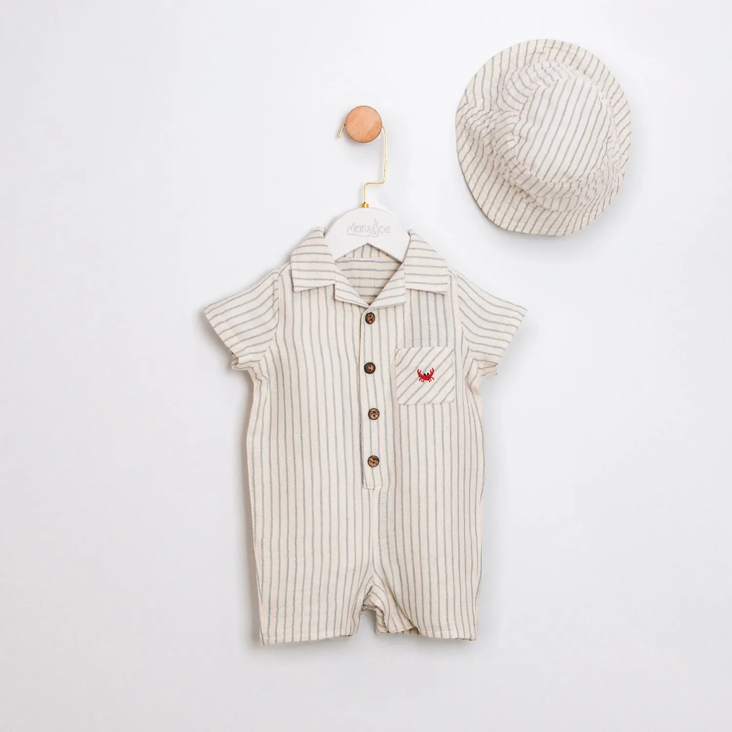 Coastal Stripe Romper with Hat