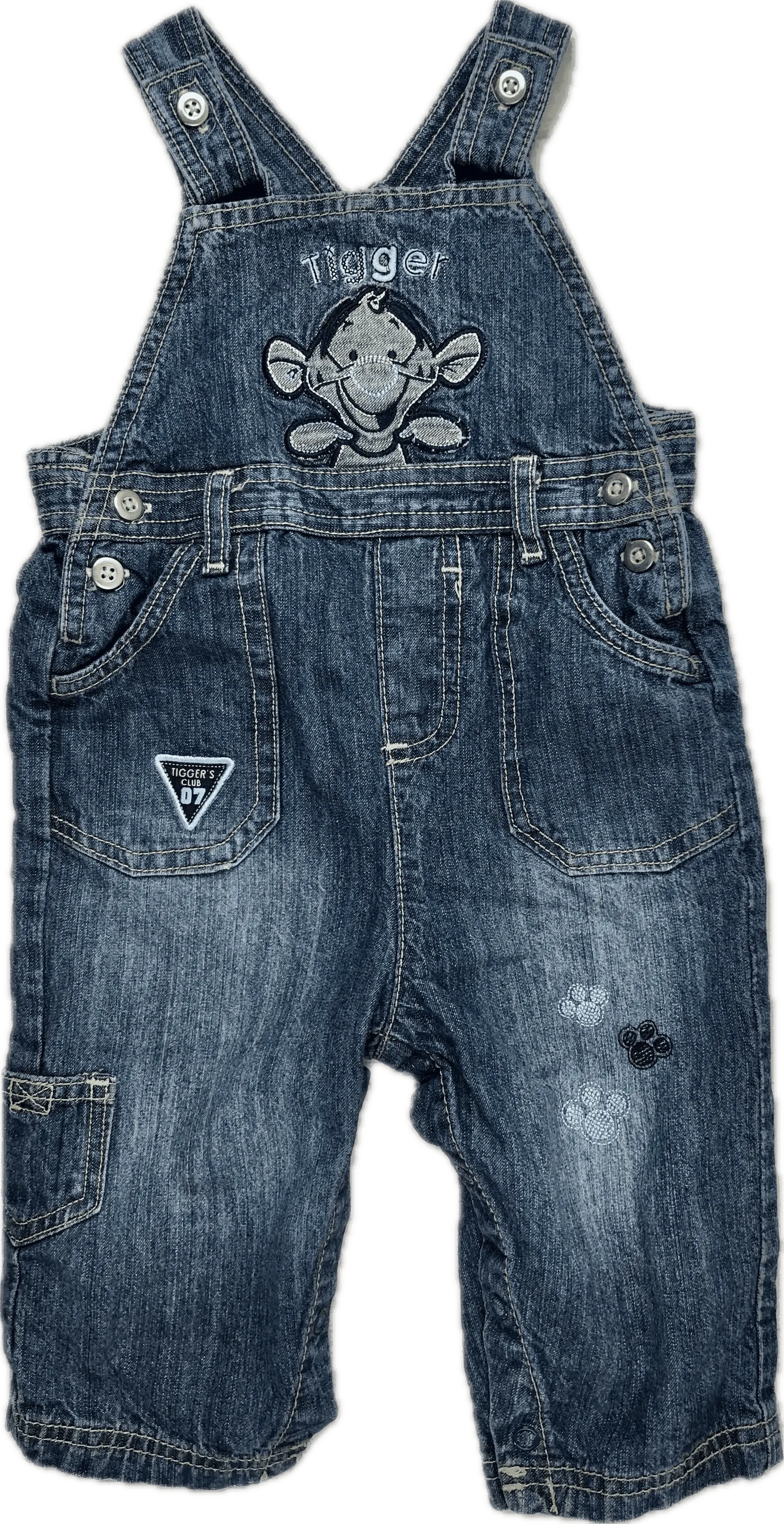 Disney Embroidered 'Tigger' Bib & Brace Denim Overalls - Size 0 or 9M