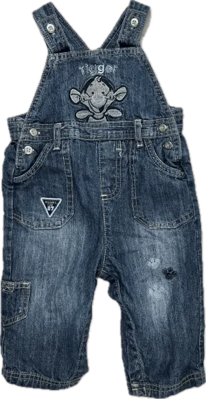 Disney Embroidered 'Tigger' Bib & Brace Denim Overalls - Size 0 or 9M