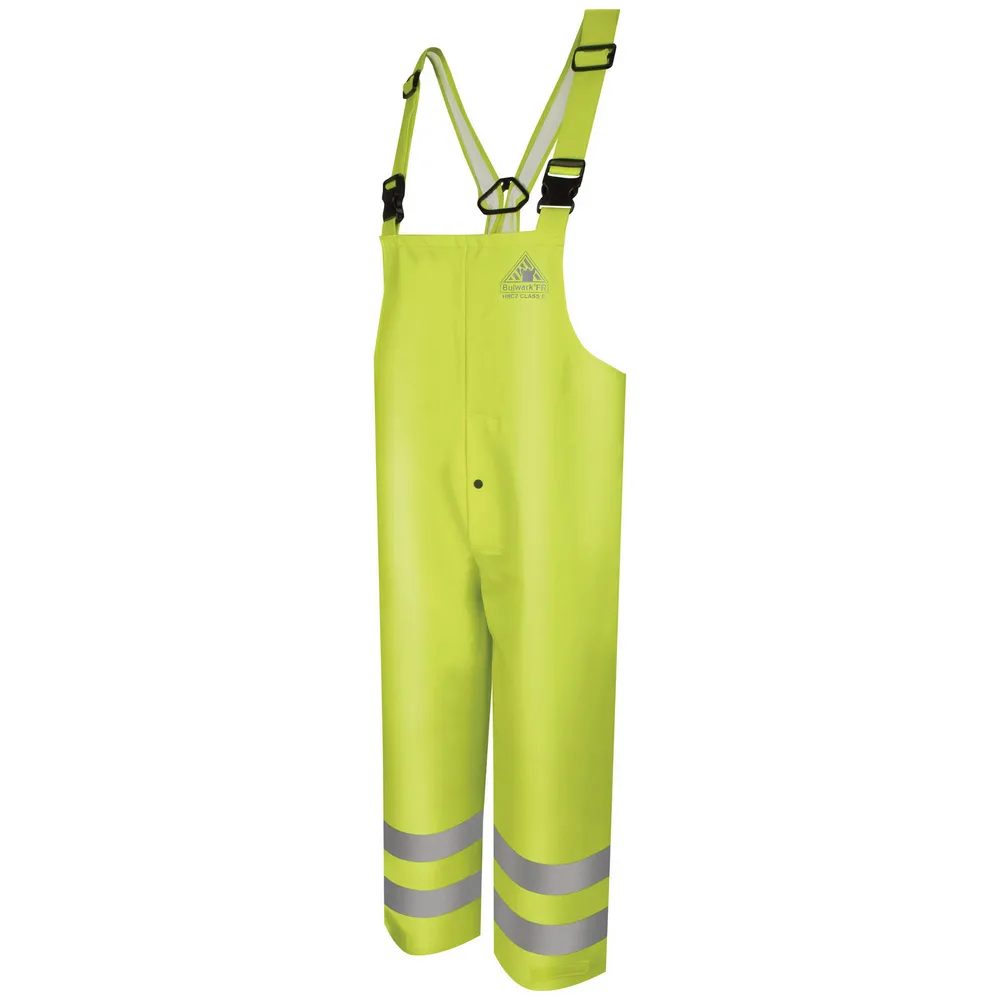 FR HI-VIS RAIN BIB - YE-Yellow Green | Bulwark BXN4