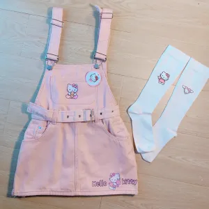 Kawaii Denim Overalls with Kitty Face
