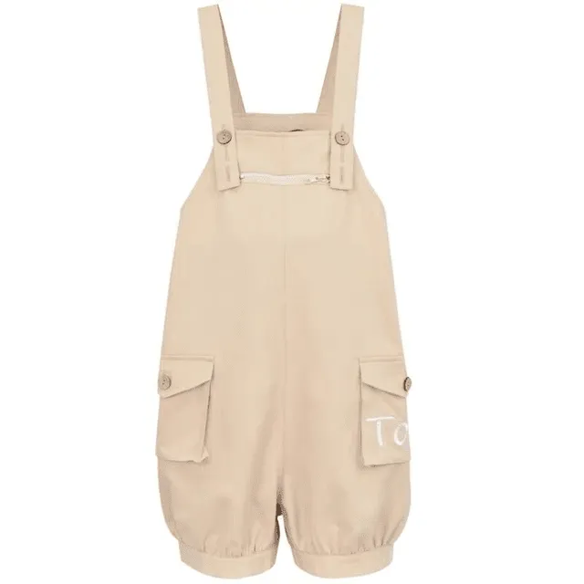 Kawaii Monster Stripe T-Shirt Pocket Overalls