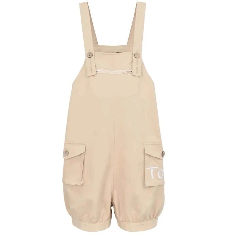 Kawaii Monster Stripe T-Shirt Pocket Overalls