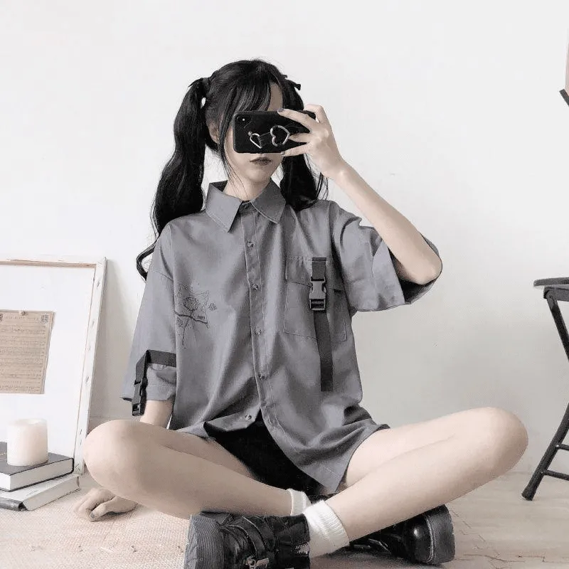 Kawaii Printed Shirt And Shorts Two-Piece Set