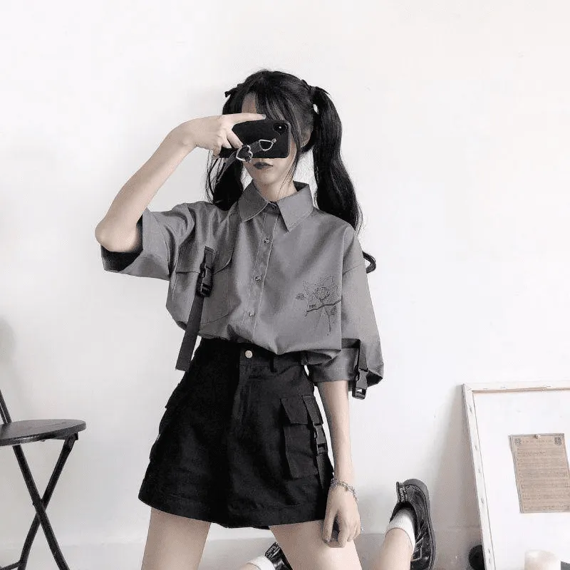 Kawaii Printed Shirt And Shorts Two-Piece Set