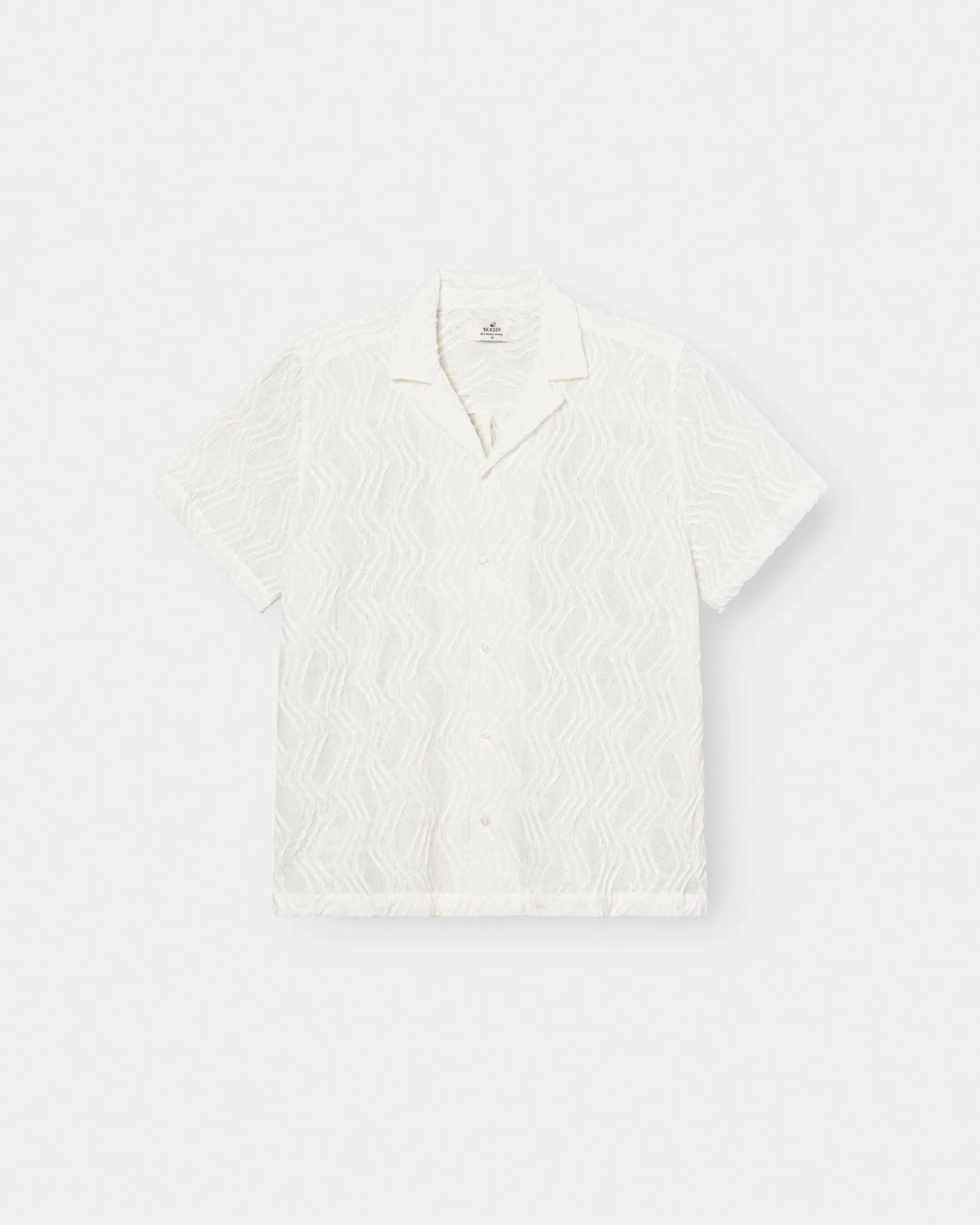 Kortærmet Jacquard Skjorte Cremehvid