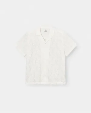 Kortærmet Jacquard Skjorte Cremehvid