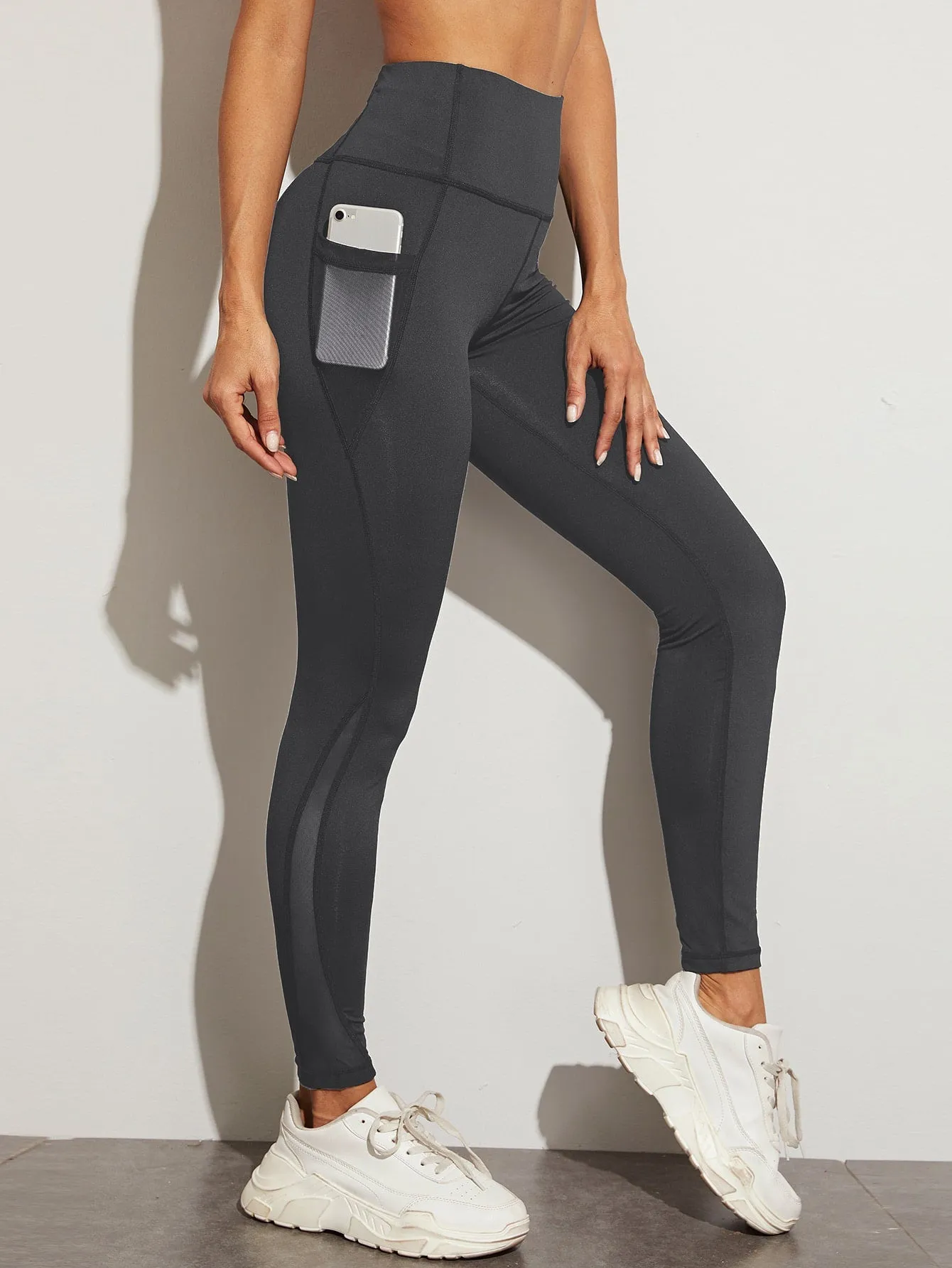 Mesh Panel with Side Pocket Leggings