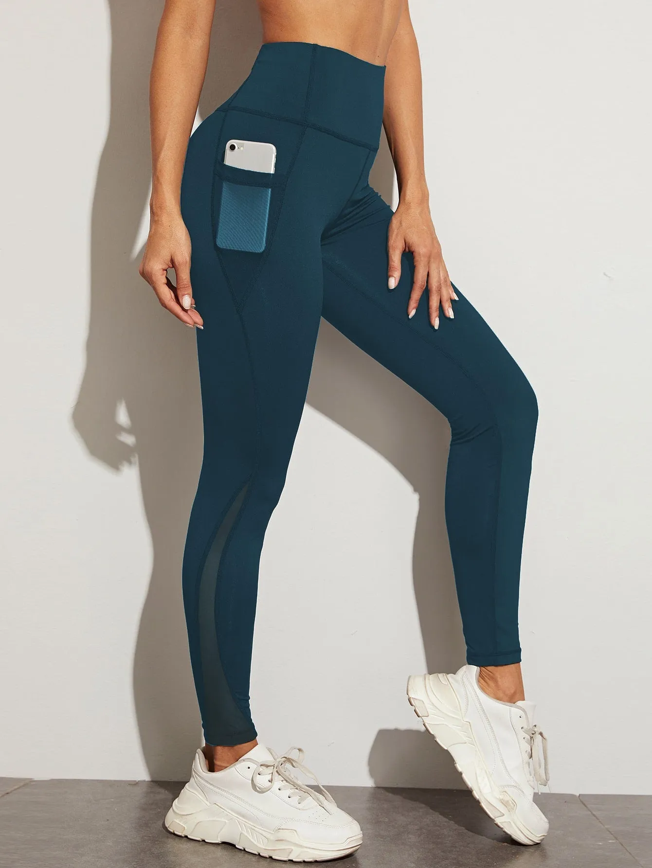 Mesh Panel with Side Pocket Leggings