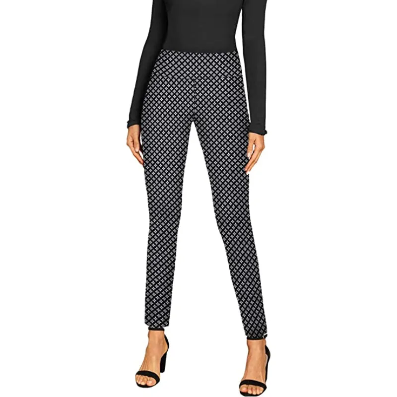 Office Skinny Leggings With Print For Women