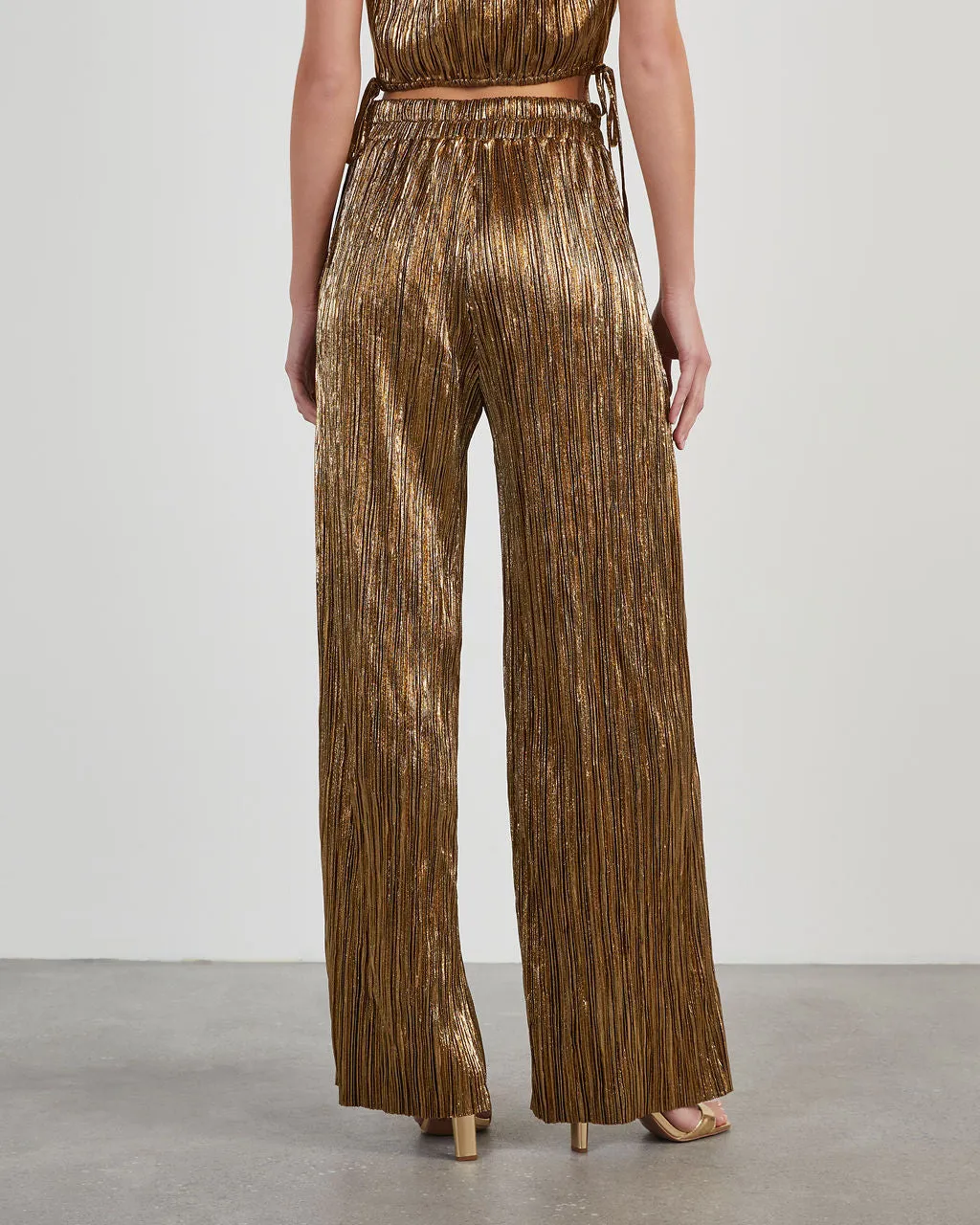 Sinclair Metallic Plisse Trouser Pants