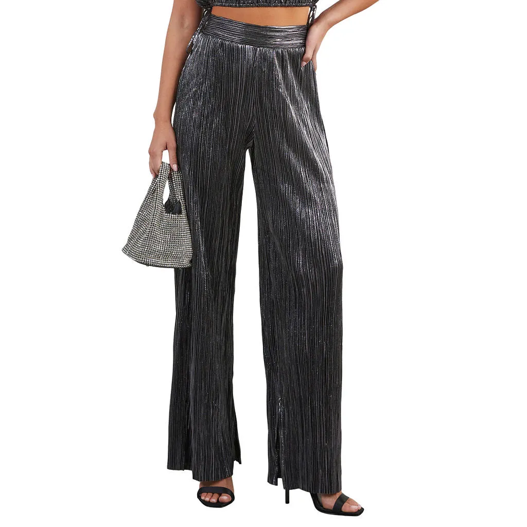 Sinclair Metallic Plisse Trouser Pants