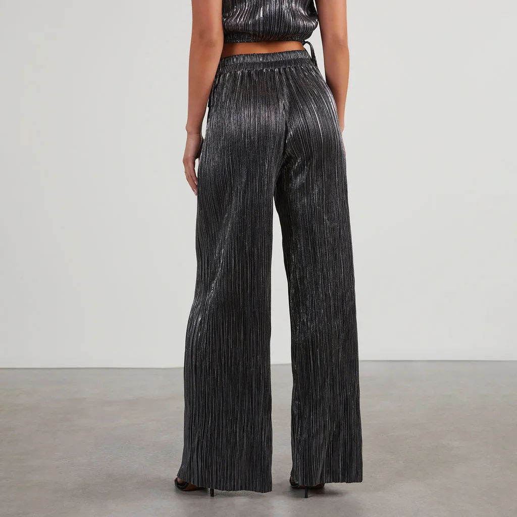 Sinclair Metallic Plisse Trouser Pants