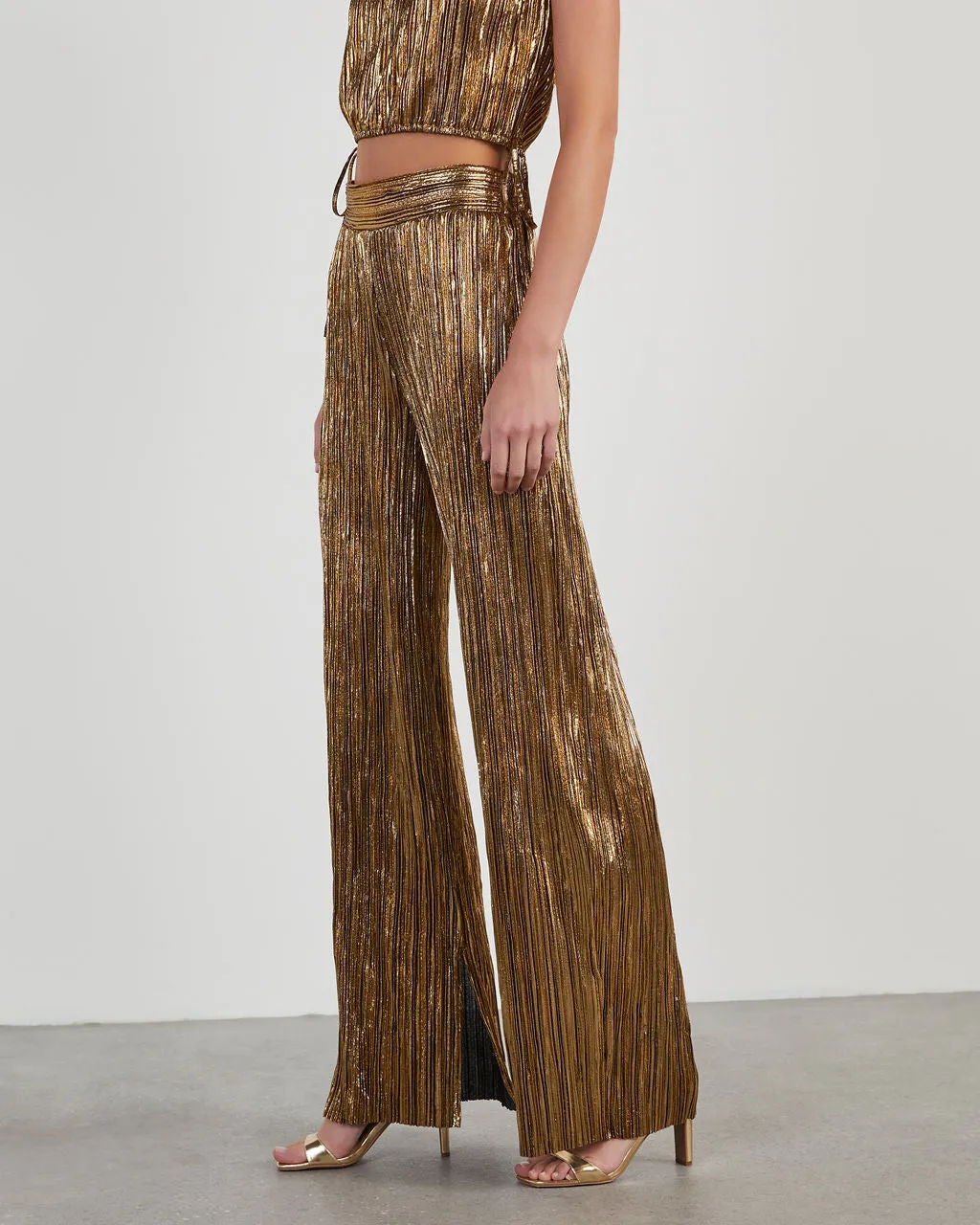 Sinclair Metallic Plisse Trouser Pants