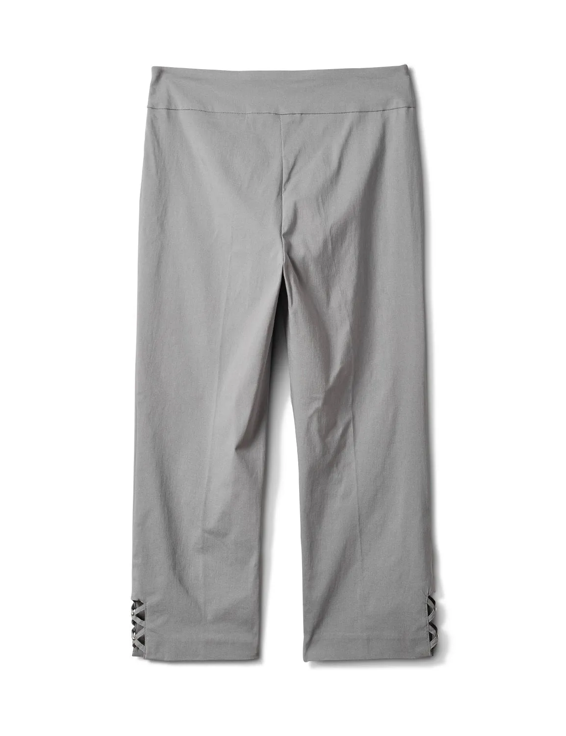 Superstretch Pull On Capri Pant With Criss Cross Rivet Hem Detail