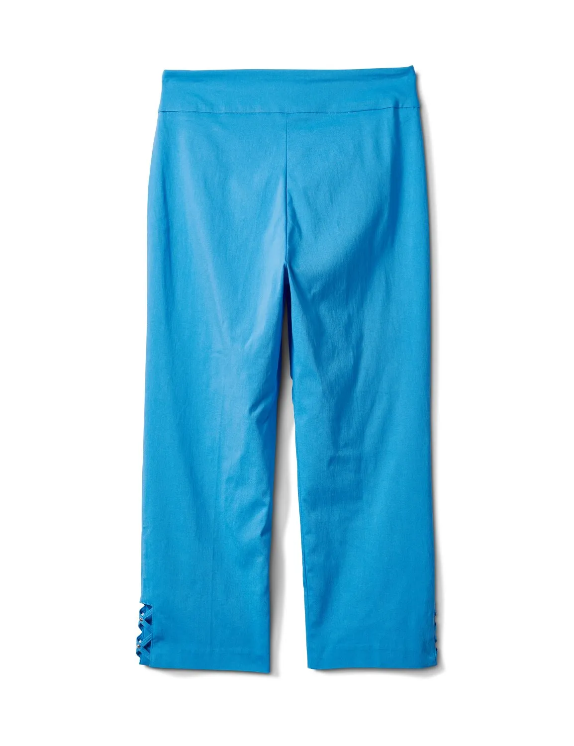 Superstretch Pull On Capri Pant With Criss Cross Rivet Hem Detail