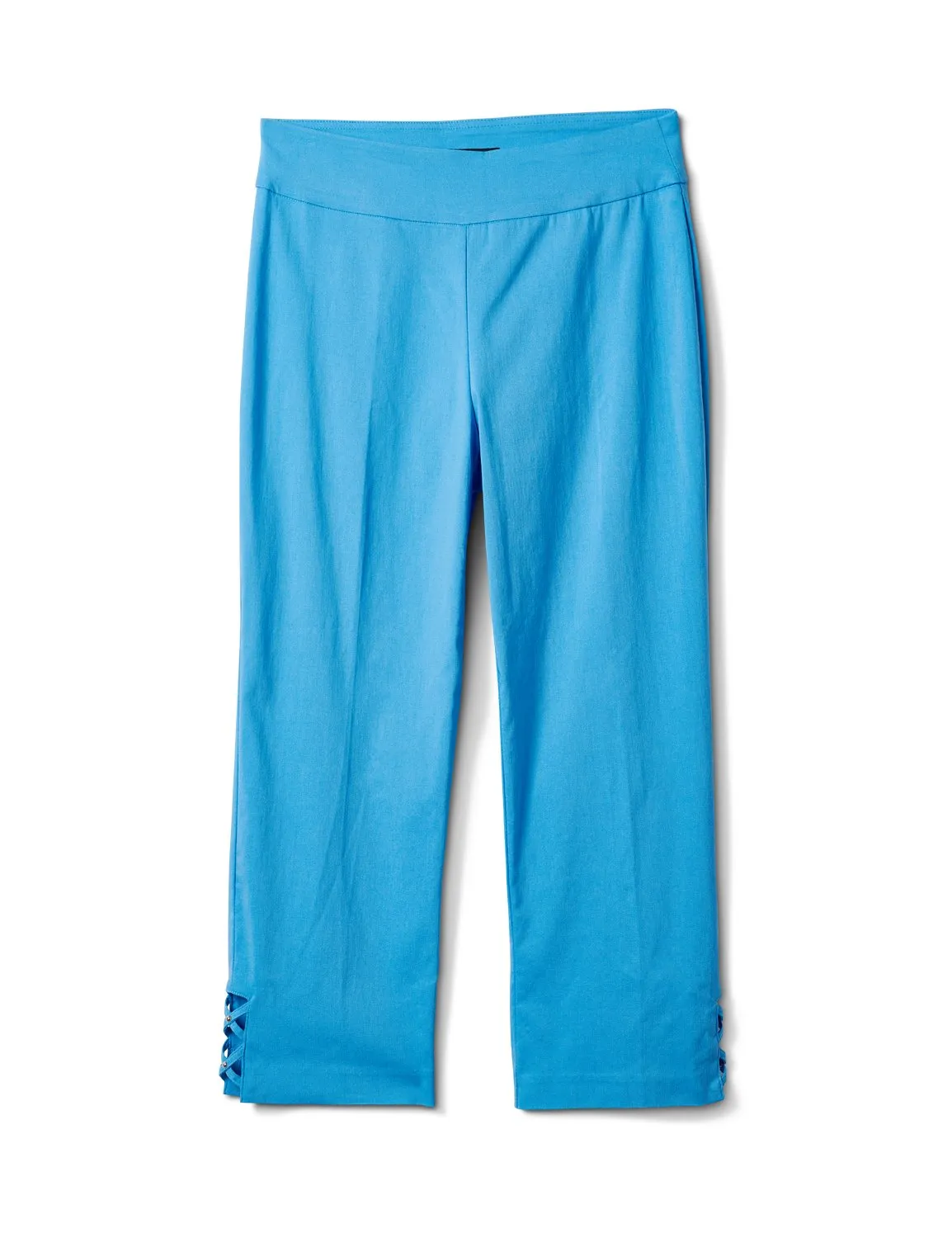Superstretch Pull On Capri Pant With Criss Cross Rivet Hem Detail