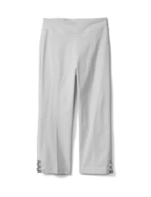 Superstretch Pull On Capri Pant With Tabs And Grommet Trim Hem Detail