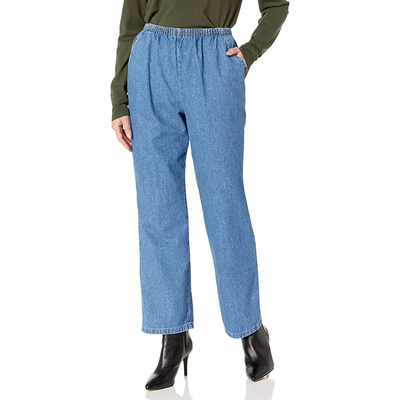 Women Cotton Pull-On Pant With Elastic Waist